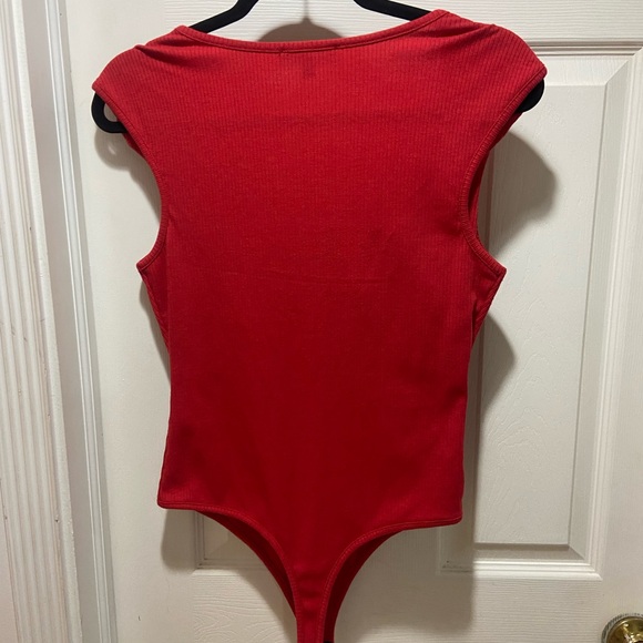 Lulu's Scarlet Ribbed Bodysuit - Picture 2 of 4